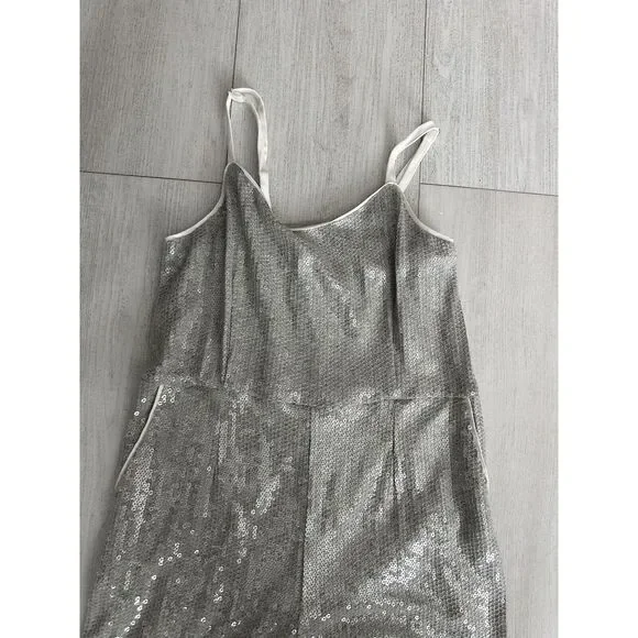 Anthropologie ett:twa Claudette Sequined‎ Jumpsuit Size 2 Gray - Picture 5 of 7